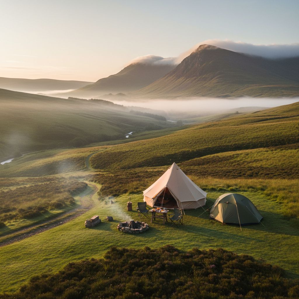 Camping pitches at Sleeping Giant Campsite, Brecon Beacons